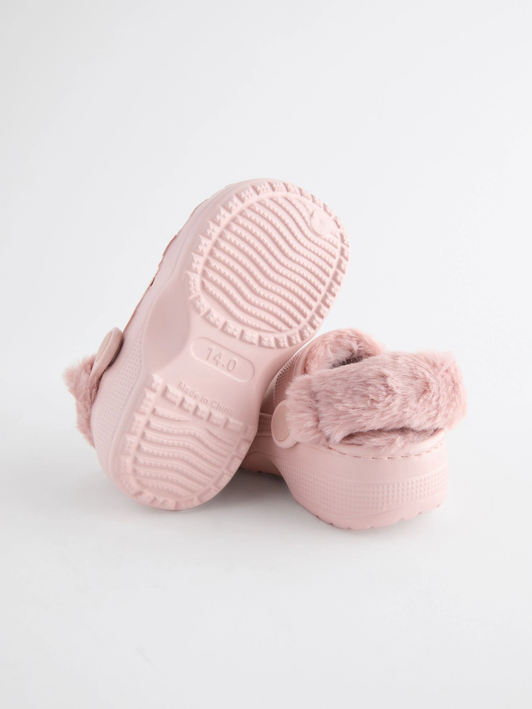 Roze - Pantoffelklompen met voering van imitatiebont