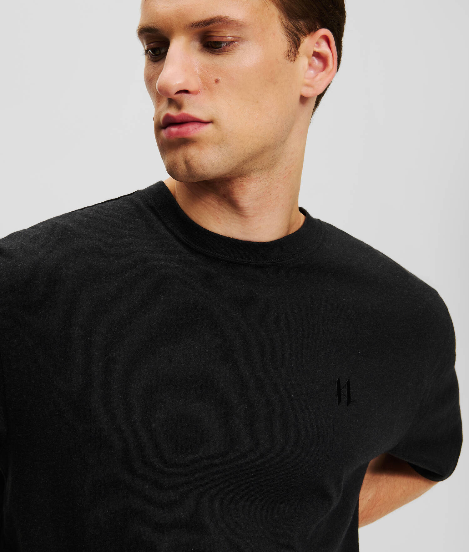 T-SHIRT EN LAINE MÉLANGÉE KL MONOGRAM