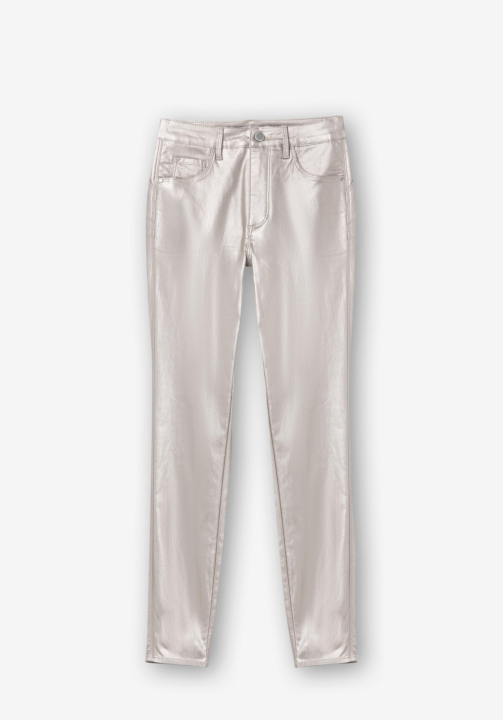 Calças Push-up Skinny Cintura Alta C/ Brilho