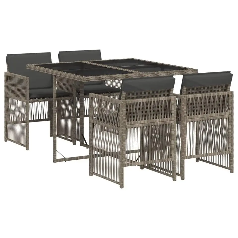 vidaXL - 4-zits Tuinset donkergrijs kussens - Grijs - PE rattan - 110x106 cm