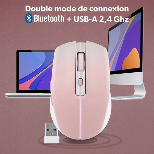 Souris Tnb GRADIENT - Souris sans fil rechargeable DUAL CONNECT - rose