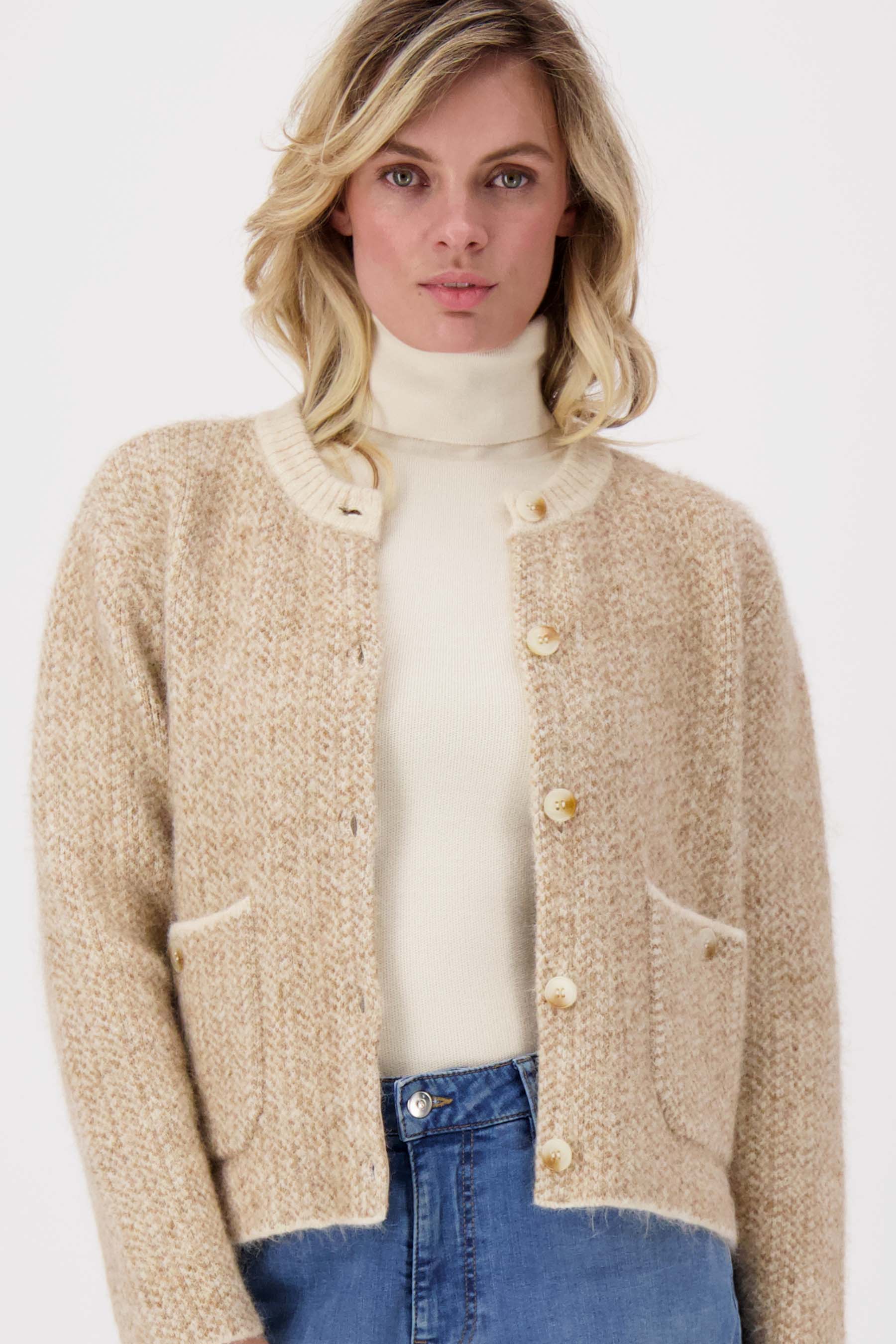 jacquard vest met visgraat structuur