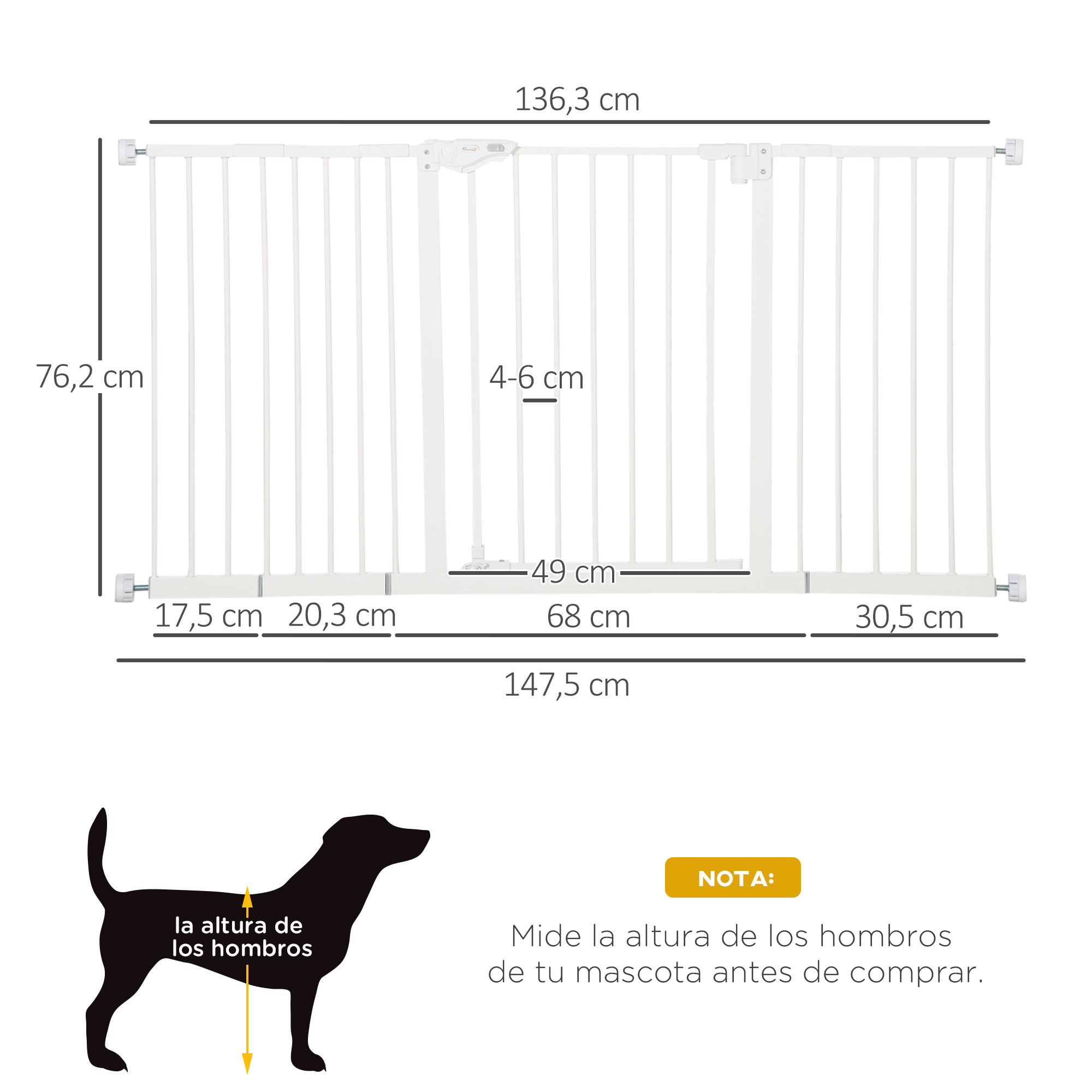 Barreira de segurança PawHut branca