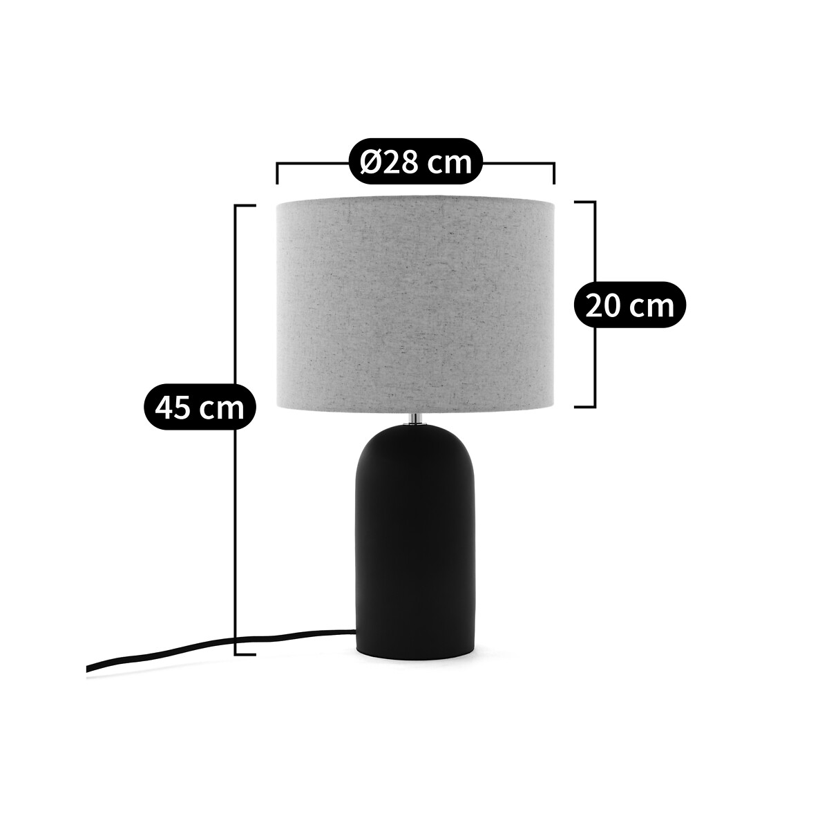 LA REDOUTE INTERIEURS<br>Candeeiro de mesa em betão e linho, Emna