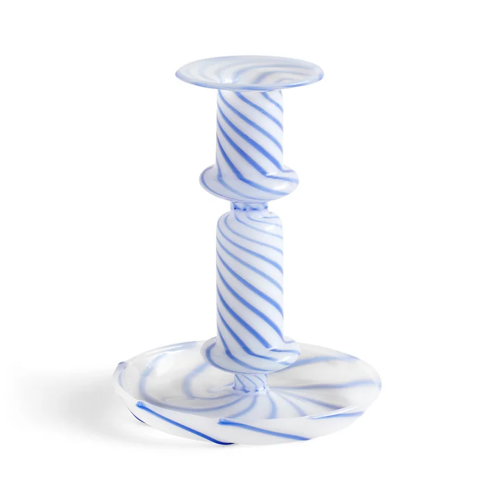 HAY - Flare Kerzenhalter, Ø 11 x H 14 cm, Stripe, milk / blue