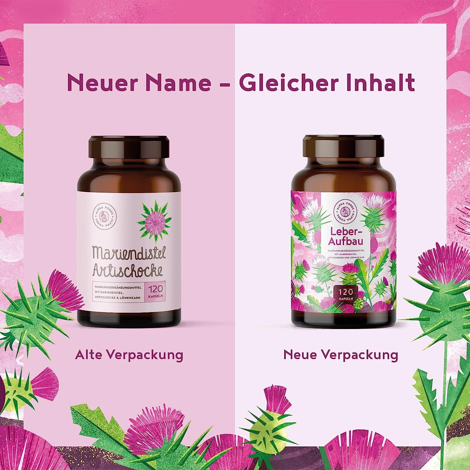 Leberaufbau - Mariendistel Artischocke & Löwenzahn - 120 Kapseln - Deutsche Markenrohstoffe