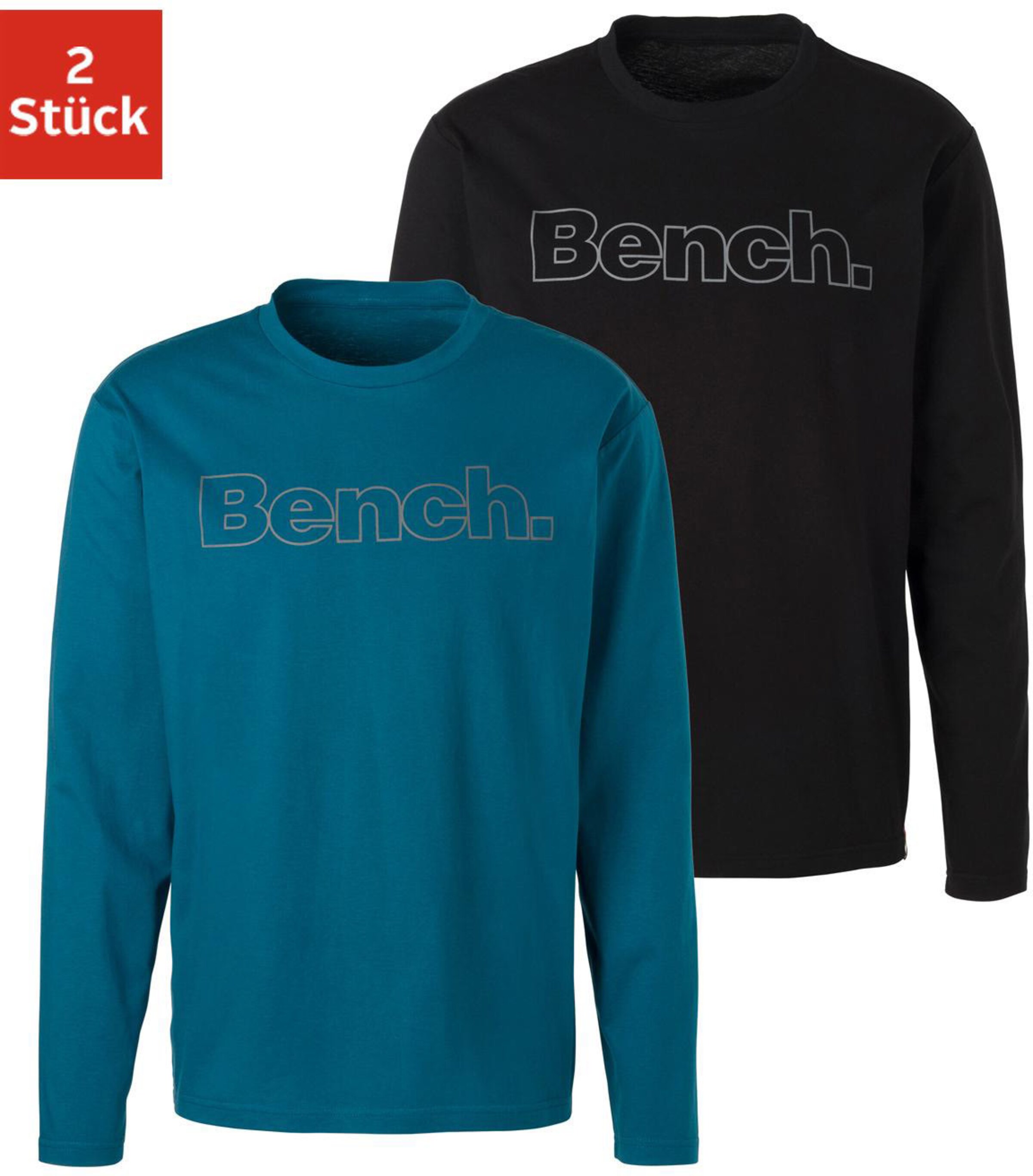 Langarmshirt in petrol, schwarz