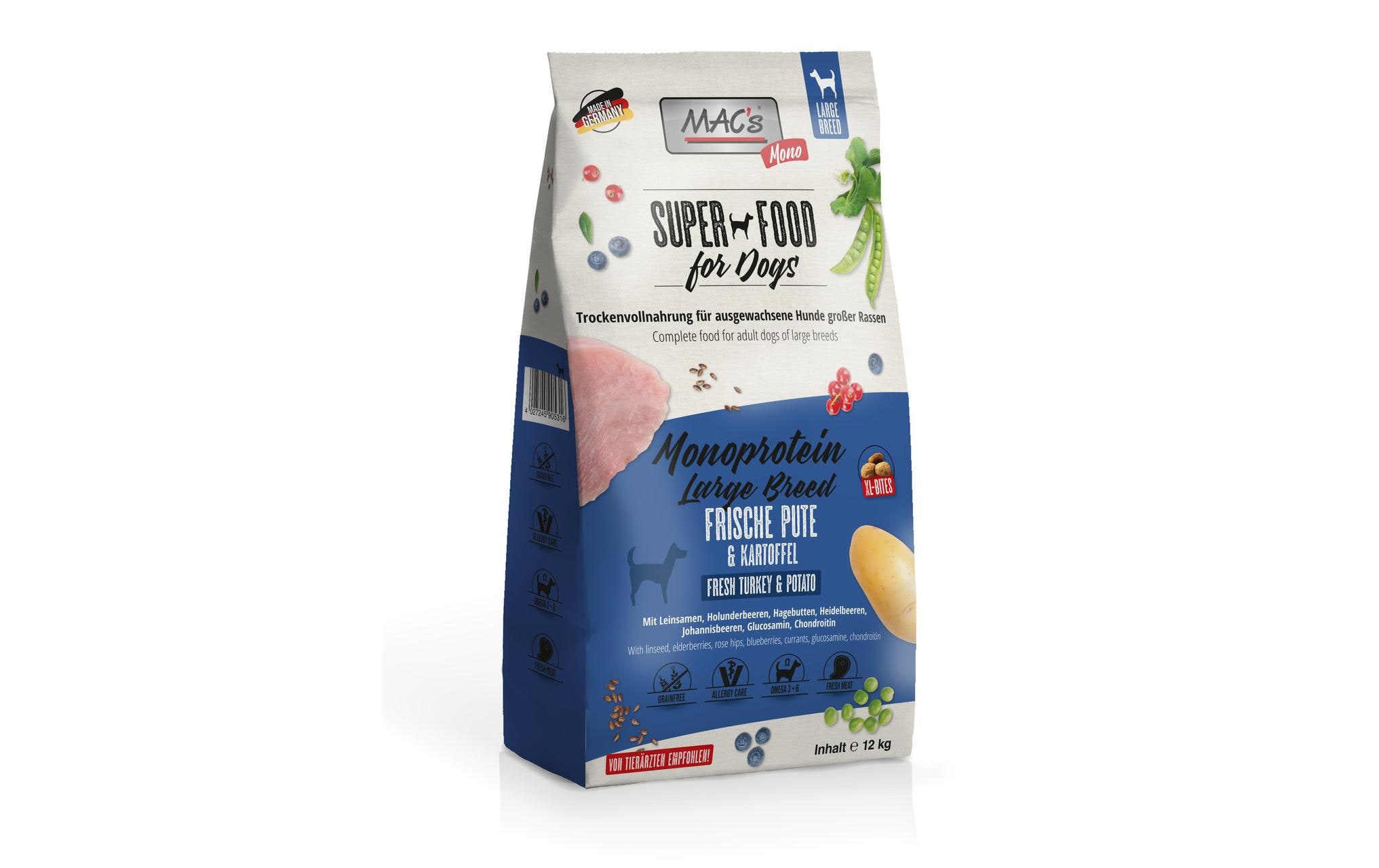 Trockenfutter Mono Large Breed Pute und Kartoffel 12 kgAlleinfuttermittel für ausgewachsene Hunde
