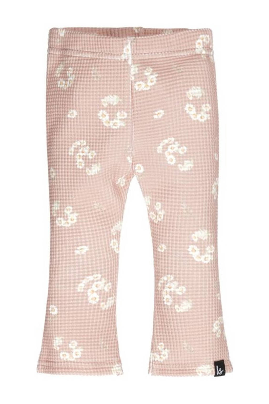 Babystyling gebloemde flared broek roze