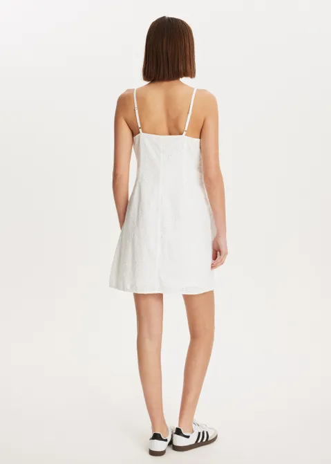 Broderie jurk met strikjes wit (WIT)