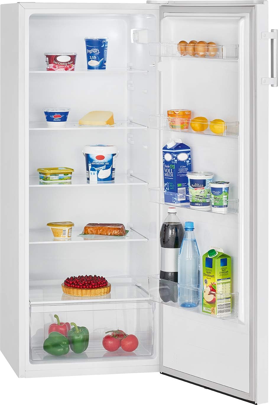 Bomann Réfrigérateur 242L blanc VS7316-1-blanc, Capacité nette : 242 litres, Éclairage intérieur à DEL, Contrôle de la température en continu, 5 clayettes en verre