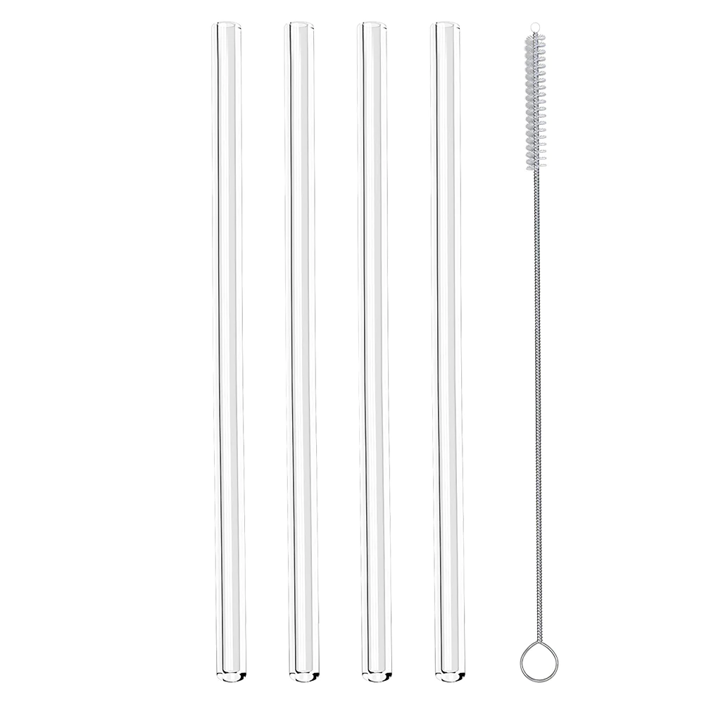 Set de 4 pailles en verre avec goupillon Metaltex