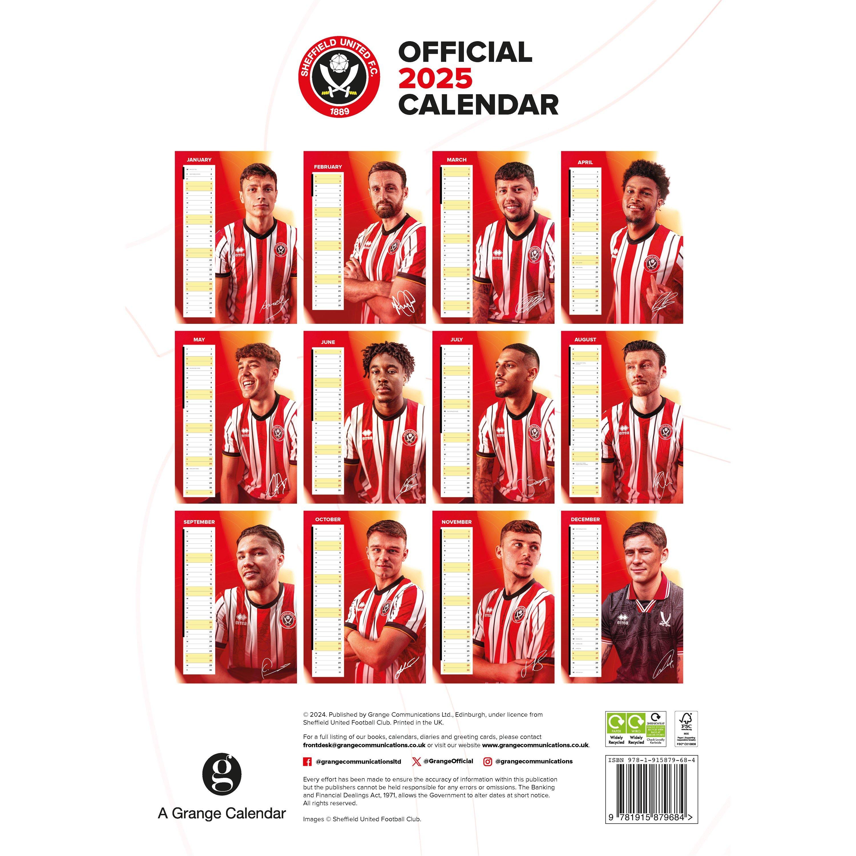 Grange Team Calendar 2025 Adults