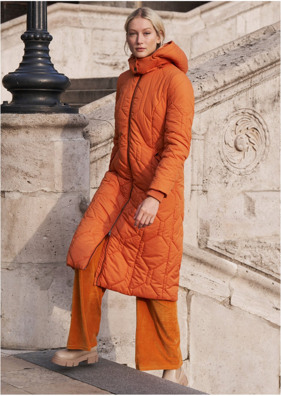 Pantalon taille haute en jersey velours côtelé