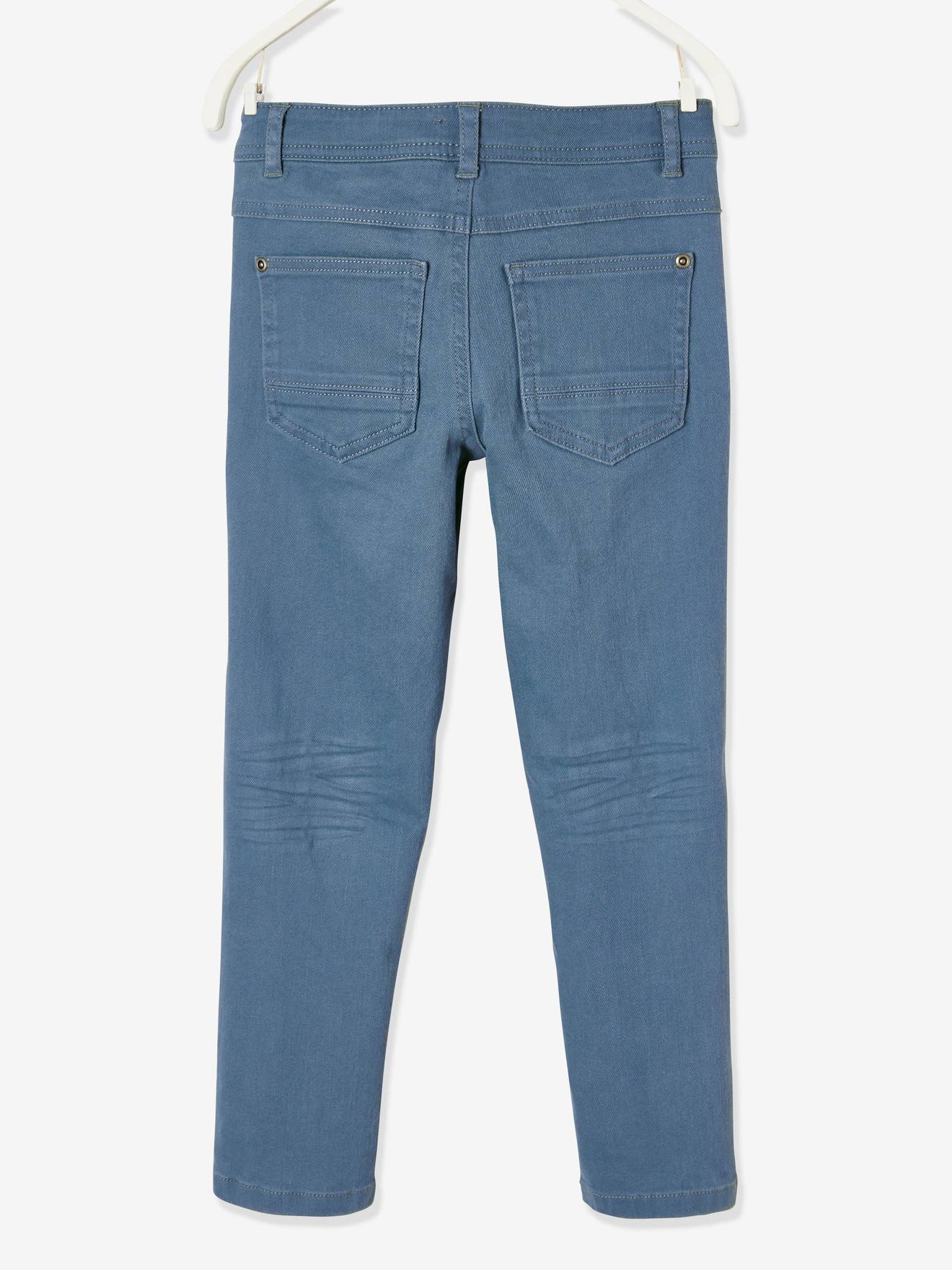 Calças MorphologiK slim-fit, para quadris largos, modelo STRONG, para meninos, verde-escuro liso com estampas.