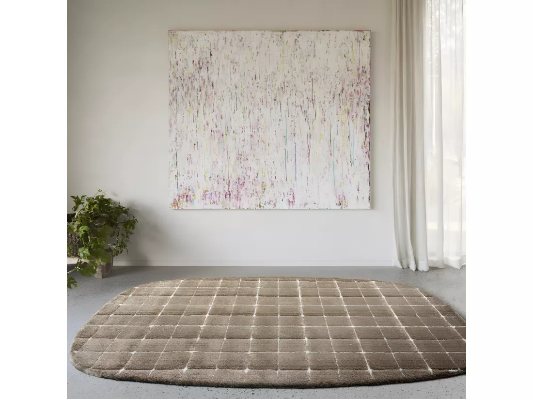 Byron V - Tapis contemporain ovale - Brun - 160x230cm