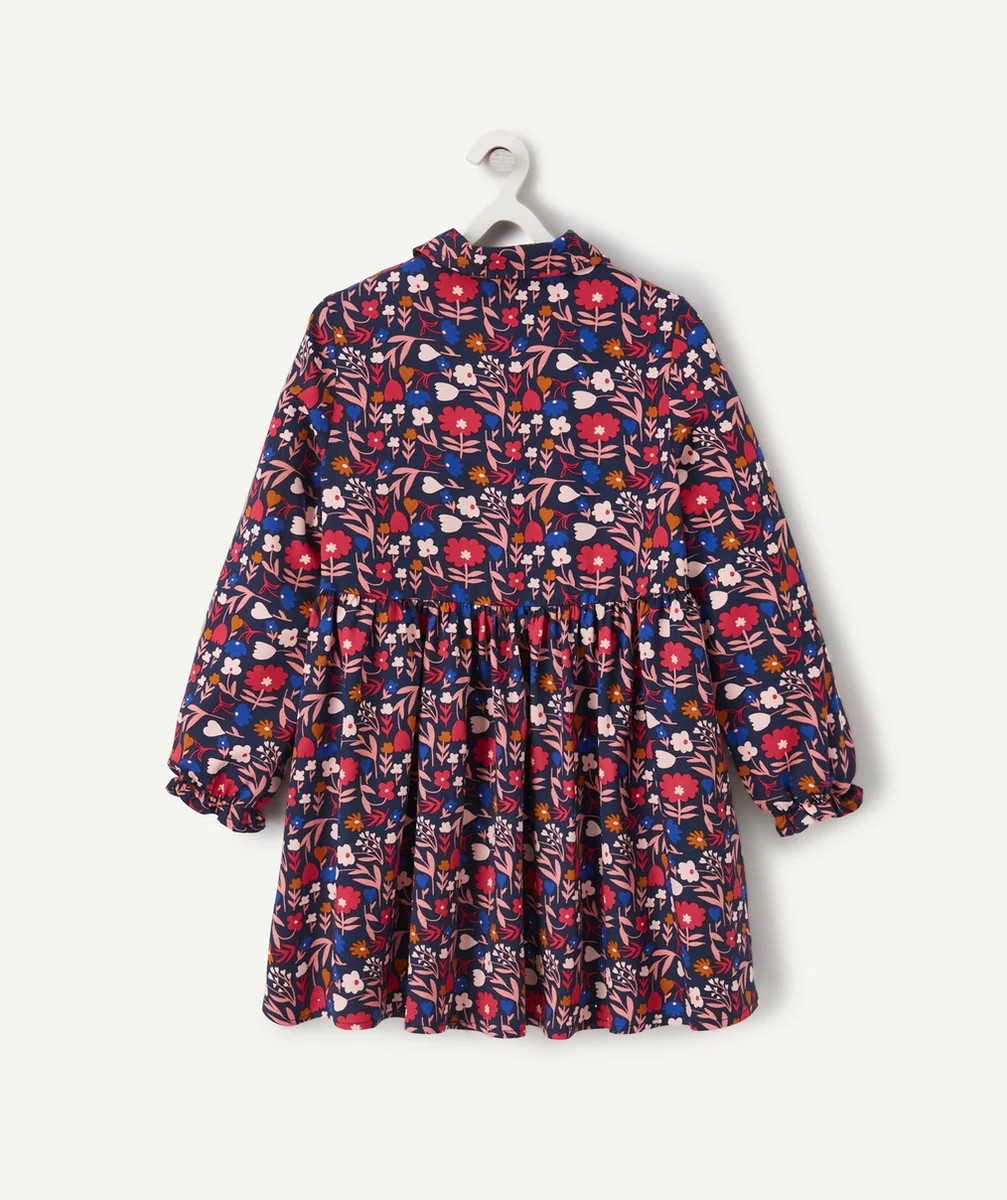 ROBE FILLE EN VISCOSE RESPONSABLE ZIPPÉE ET IMPRIMÉE FLEURIE