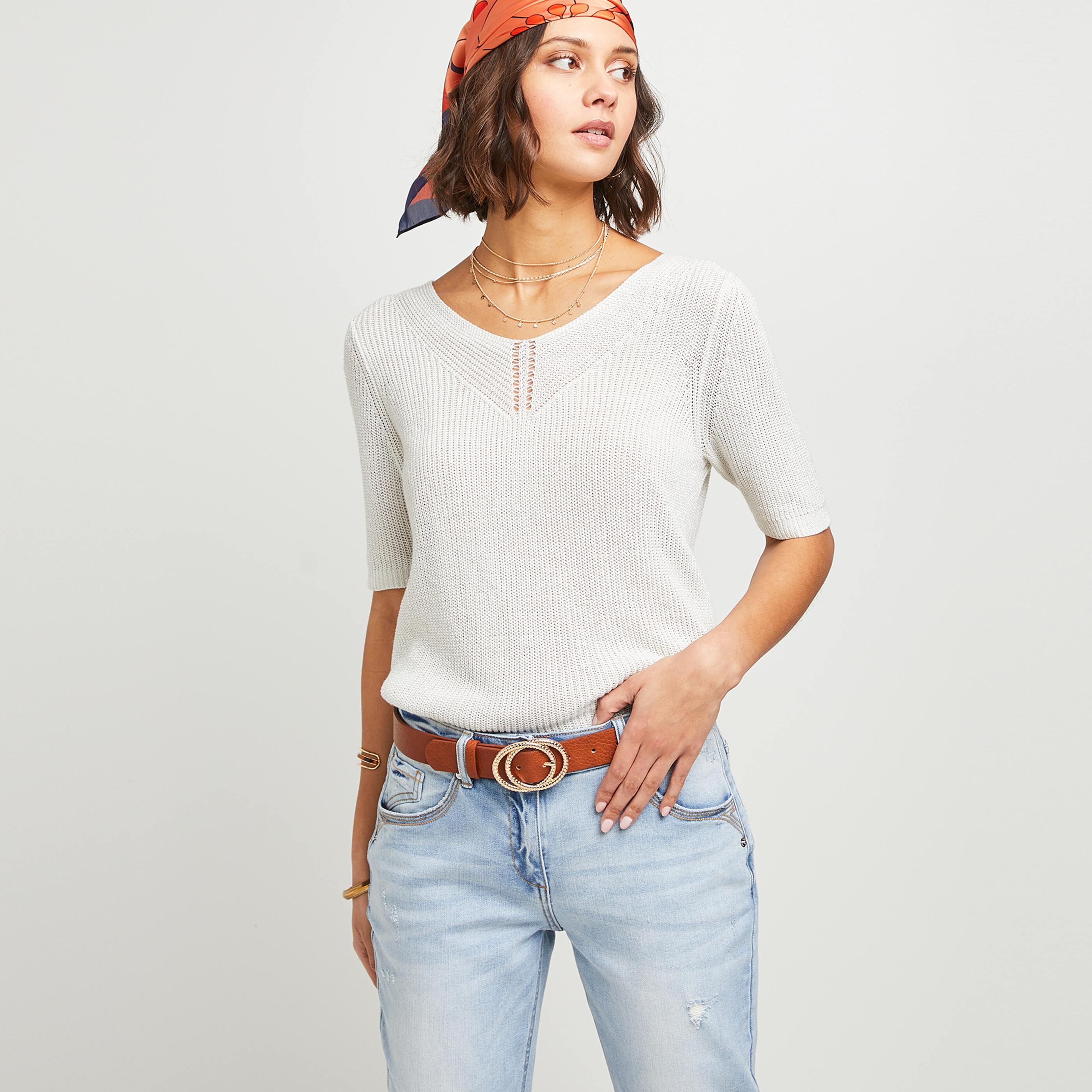 Pull maille femme - BLANC