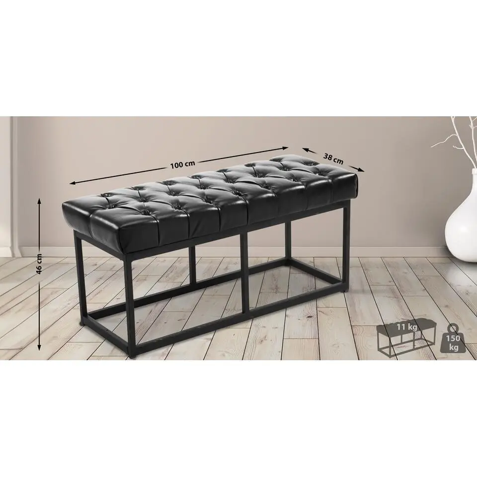 CLP 2-zits Bankje Amun 100 cm - zwart