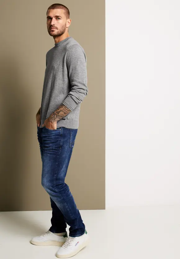 Basic Melange Pullover - stone grey melange