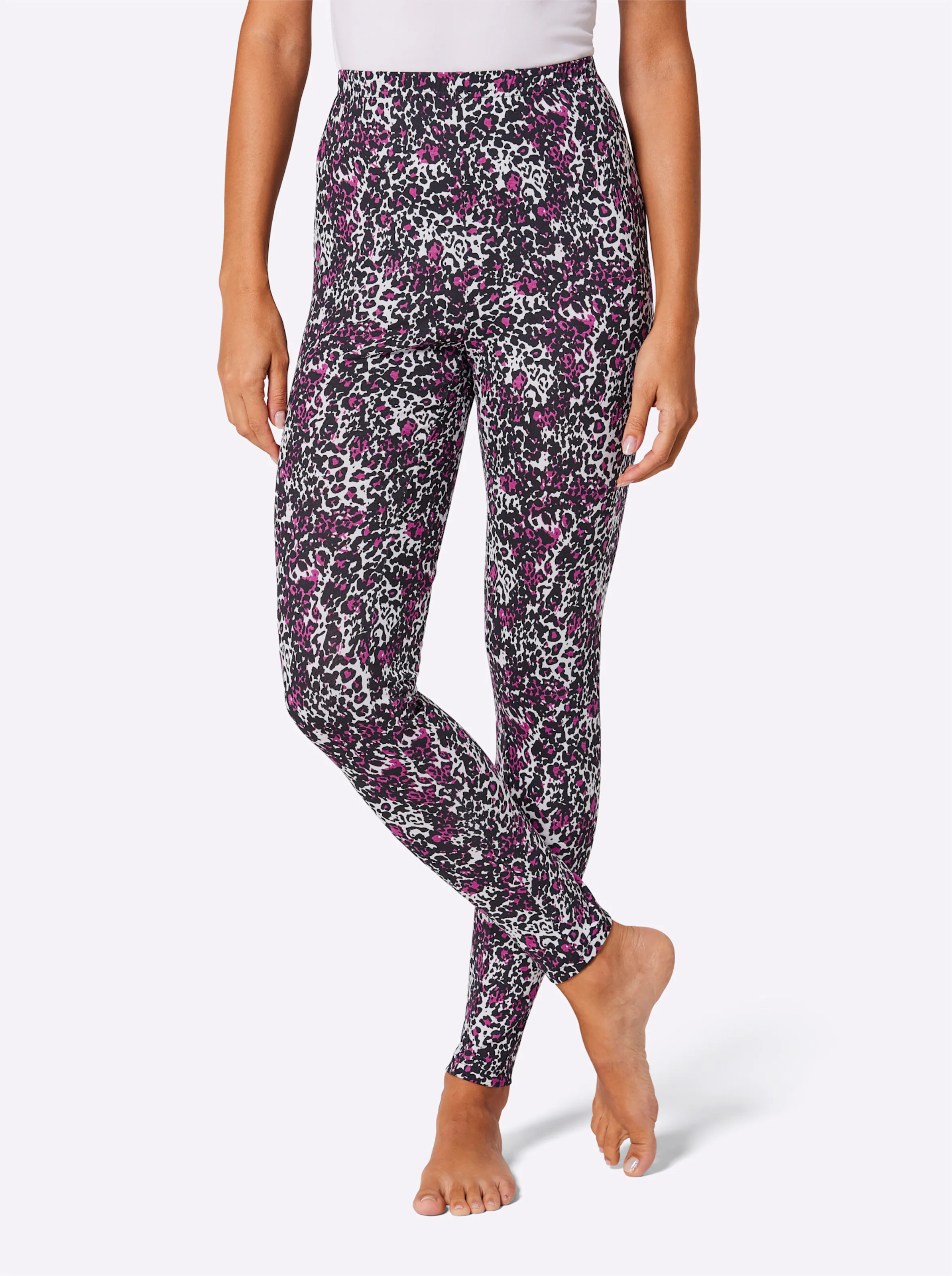 feel good Leggings in magenta-schwarz-bedruckt