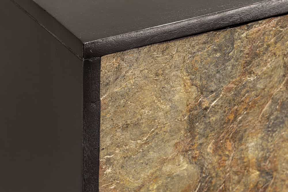 Massivholz Sideboard MOUNTAIN SOUL 175cm grau grün Naturstein Akazie schwarz