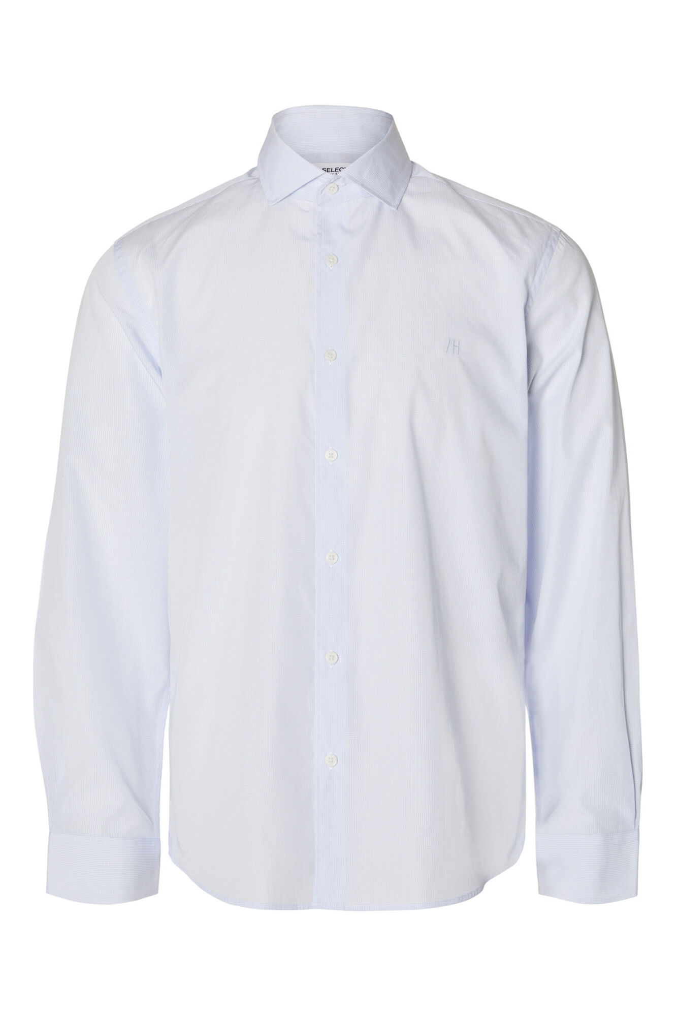 Camisa de manga comprida, 100% algodão. - Azul