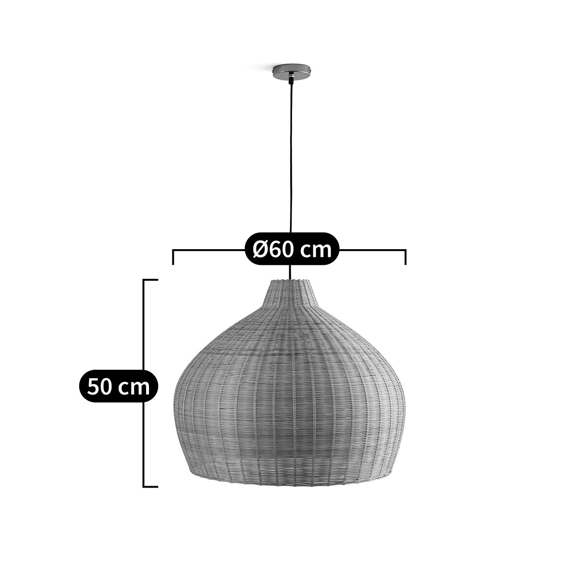 LA REDOUTE INTERIEURS<br>Candeeiro suspenso em bambu trançado, Ø60 cm, Vani