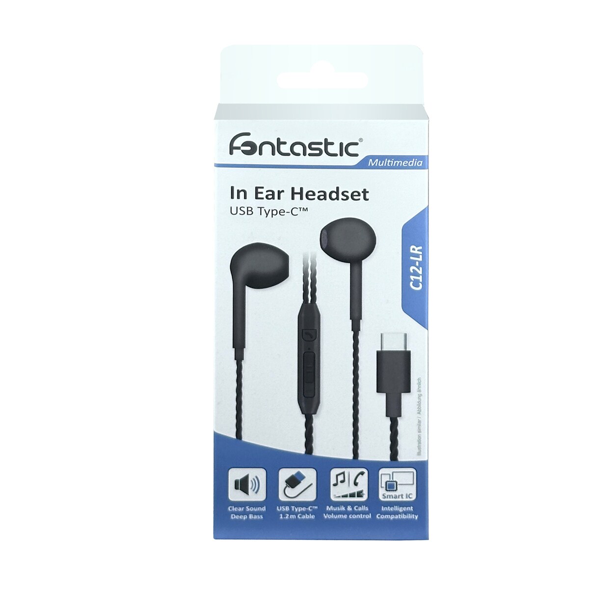 Fontastic In-Ear Stereo Headset mit Type- C Anschluss Schwarz