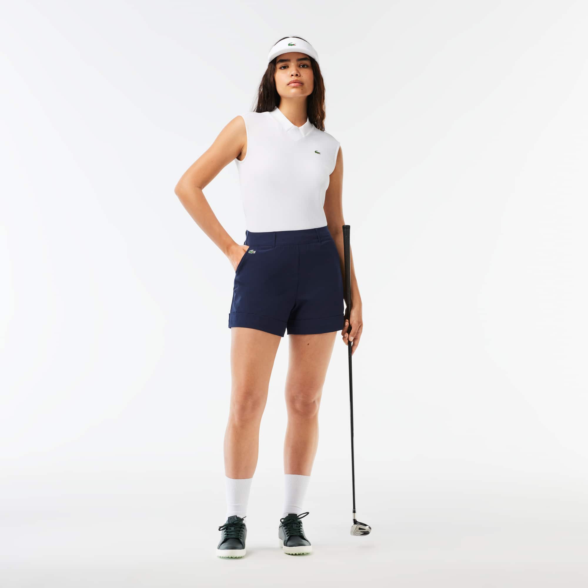 Bermuda femme Golf Lacoste SPORT en taffetas extensible Shorts - Bleu - Lacoste - Femme