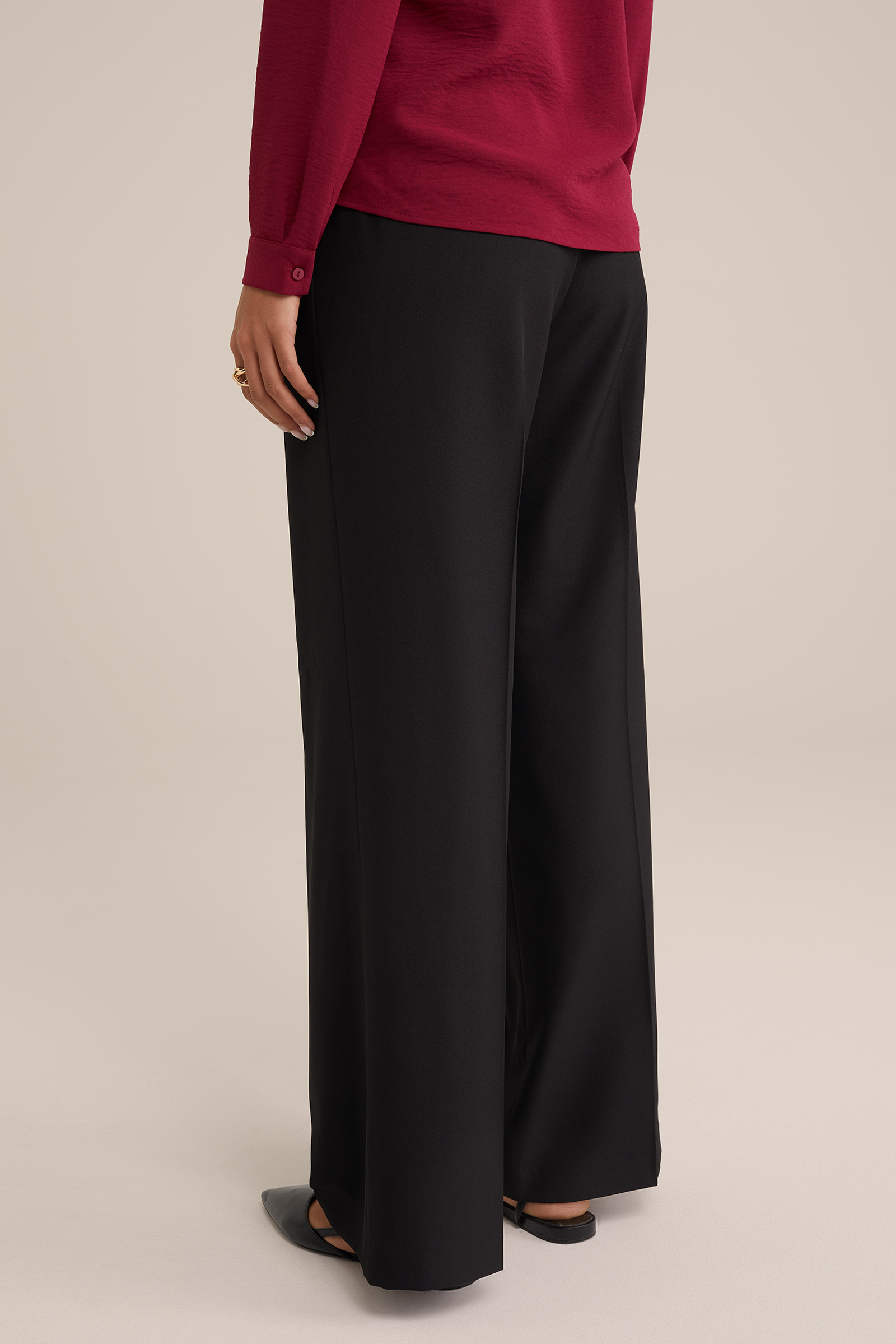 wide leg pantalon WE Fashion Zwart