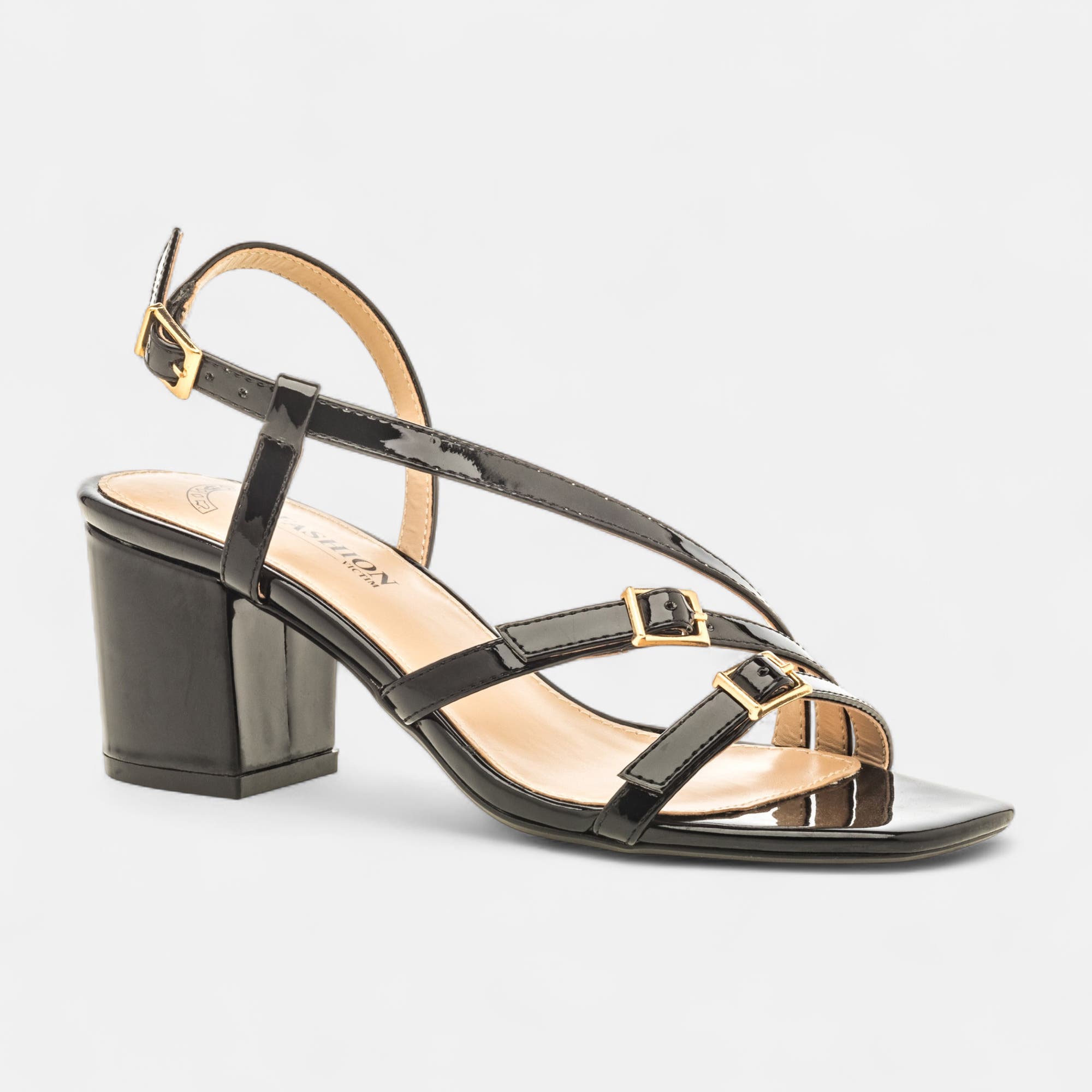 Nu-pieds à talon Femme noir vernis