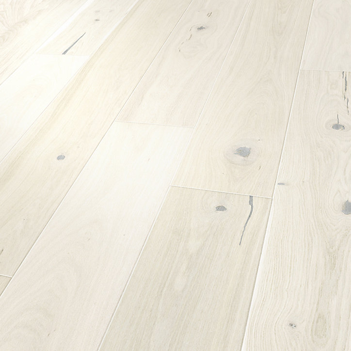 Parquet contrecollé clipsable Belve M en chêne verni blanc
