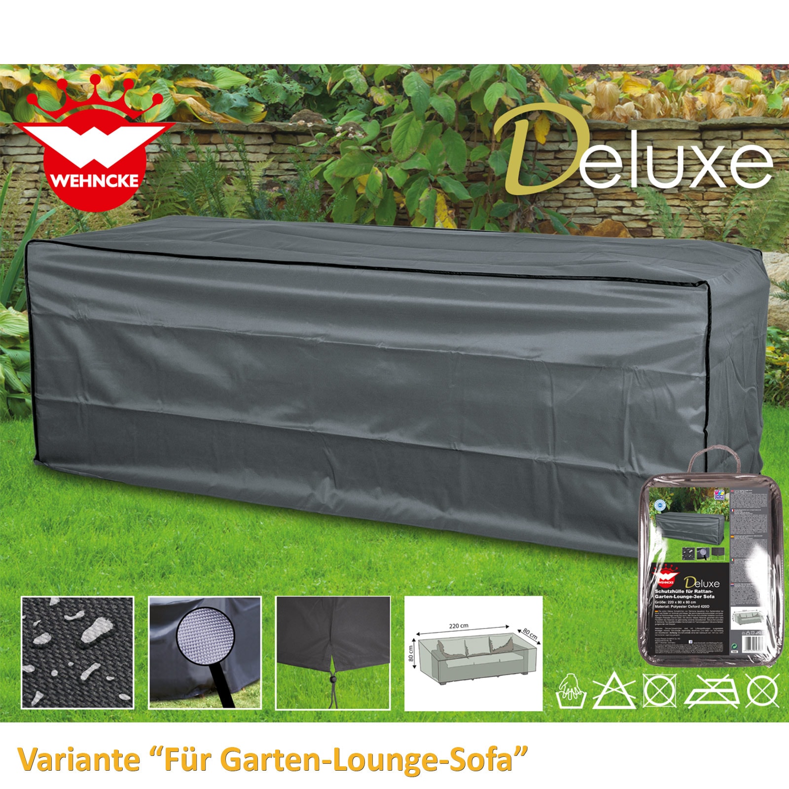 WEHNCKE Garten Lounge Set Sitzgruppe Garnitur Schutzhülle - Hülle Abdeckung 420D Variante: Für Garten Lounge Sofa