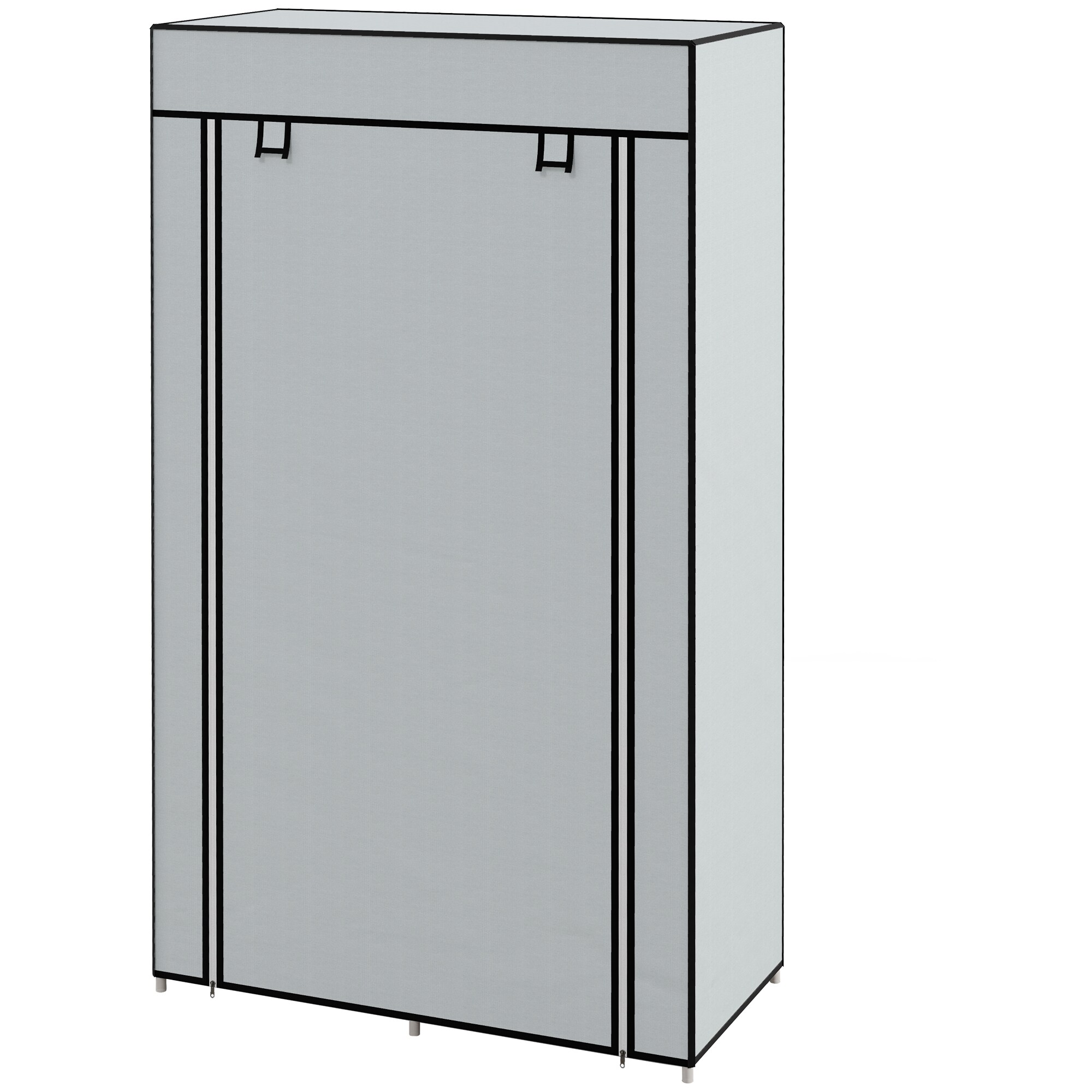 HOMCOM Stoffkleiderschrank mit Reißverschlusstüren grau 83L x 42,5B x 162,5Hcm
