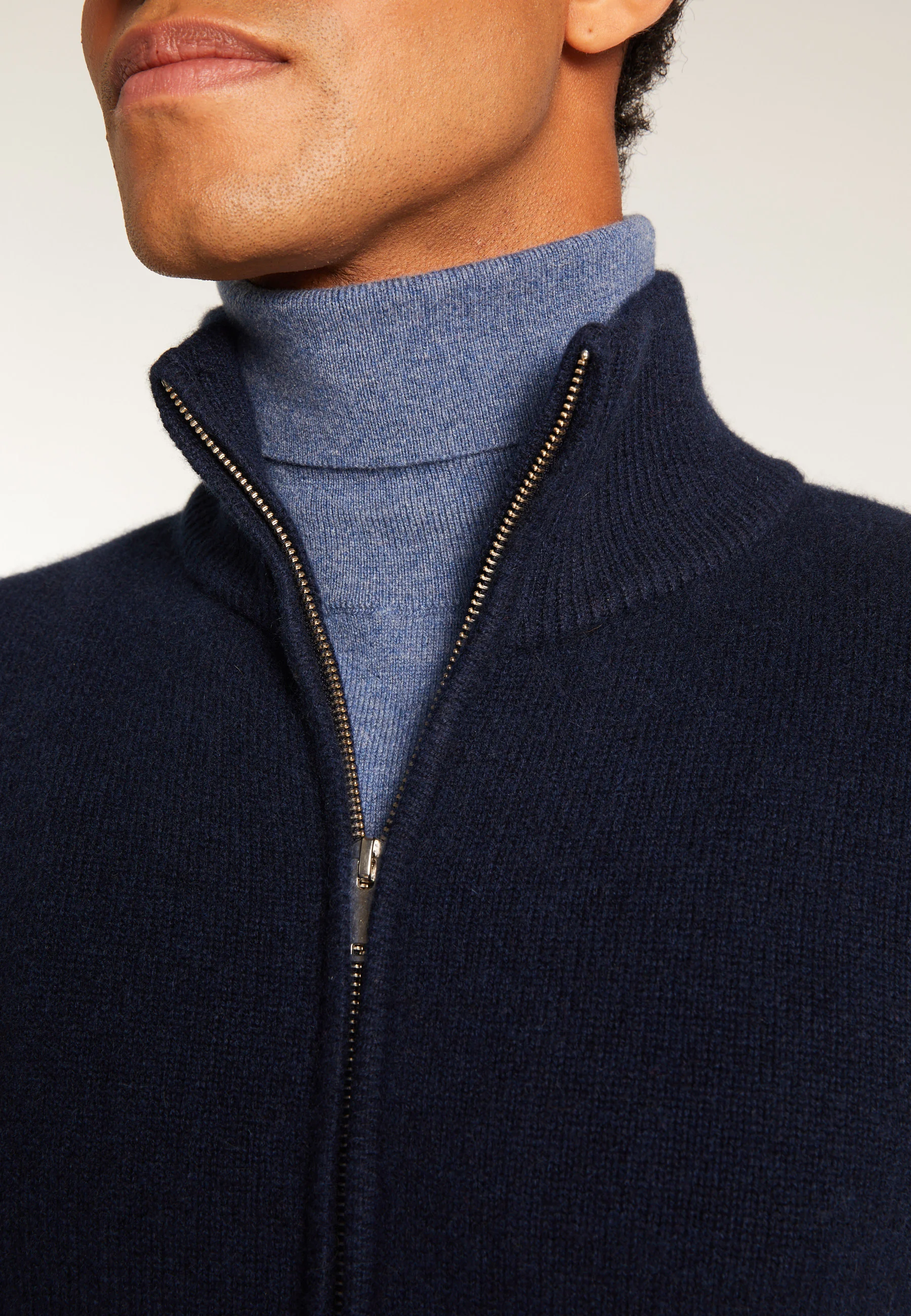 ELYSÉE DUO - Gilet zippé en cachemire 6 fils | Bleu