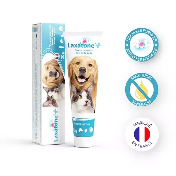 LAXATONE PLUS Suplemento alimentar para bolas de pelo e problemas digestivos em cães e gatos