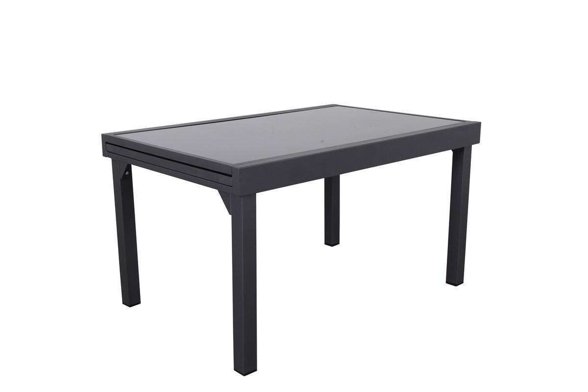 TABLE PIAZZA EXTENSIBLE VERRE GRAPHITE 10 PLACES