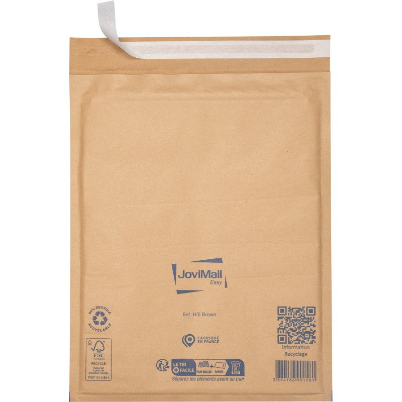 Pochette matelassée bulles d'air Jovimail Easy kraft brun - carton de 100