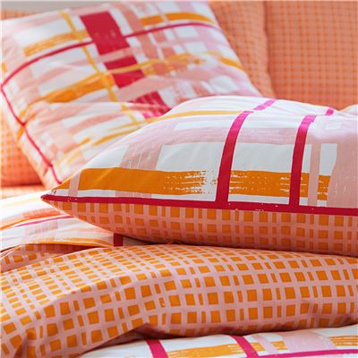 Linge de lit carreaux graphiques