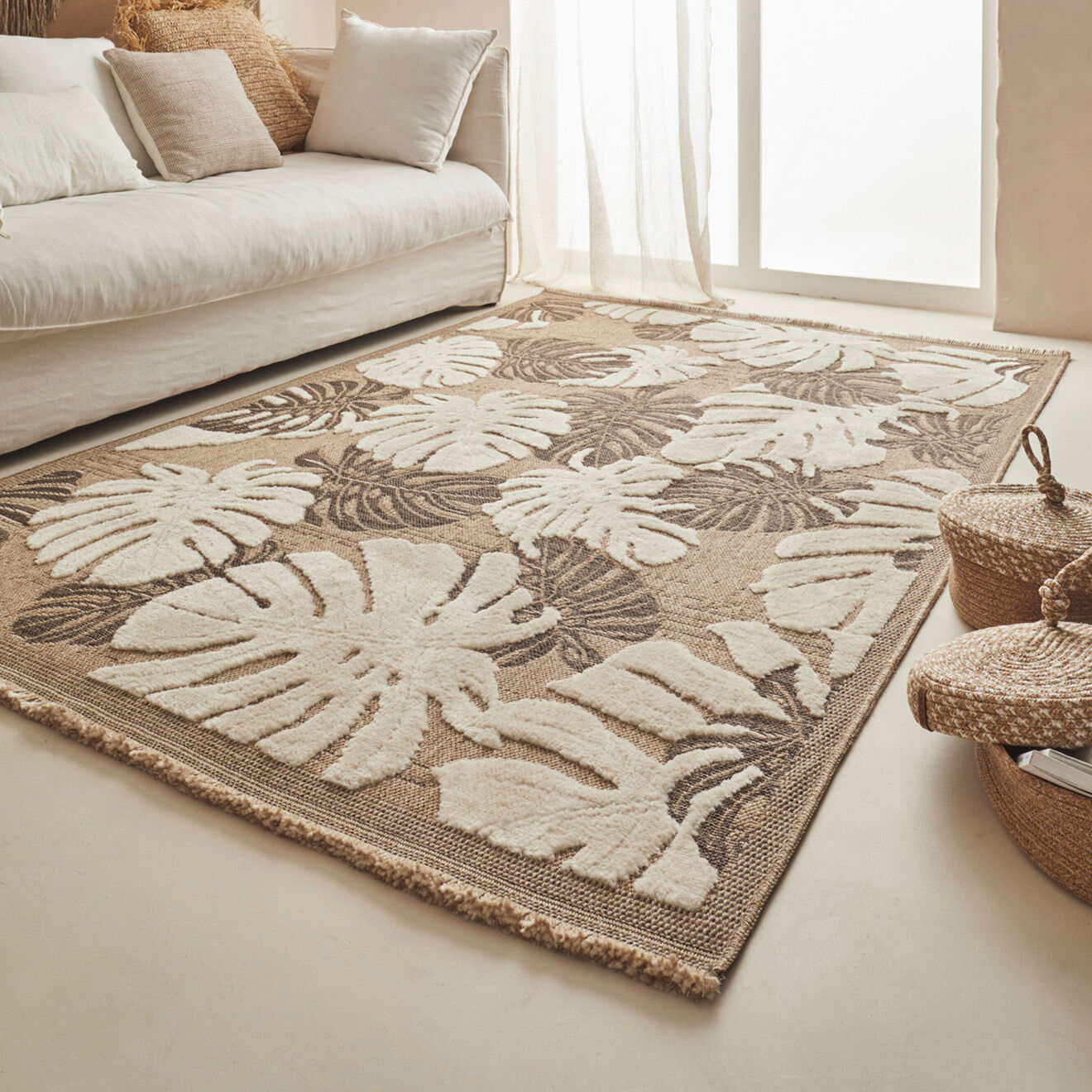 Nazar Rugs Tapis aspect jute TULUM 9062 intérieur & extérieur marron - 60x90 cm