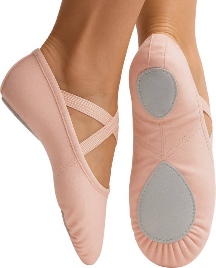 Dancer Dancewear Balletschoenen Splitzool ROZE “StretchPro” Stretch canvas Balletschoen voor meisje Vegan