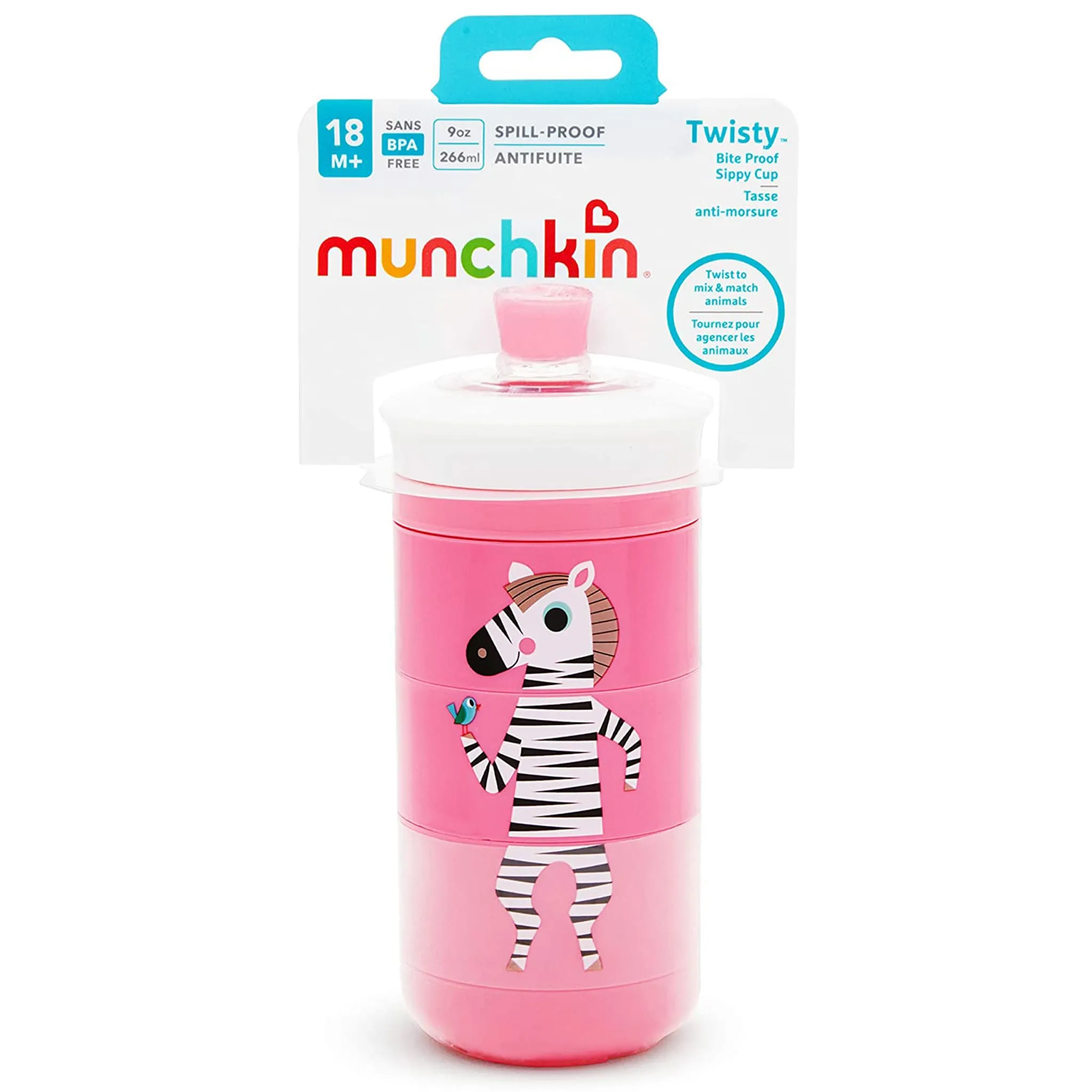Munchkin Tasse Twisty 9oz - Animaux Roses