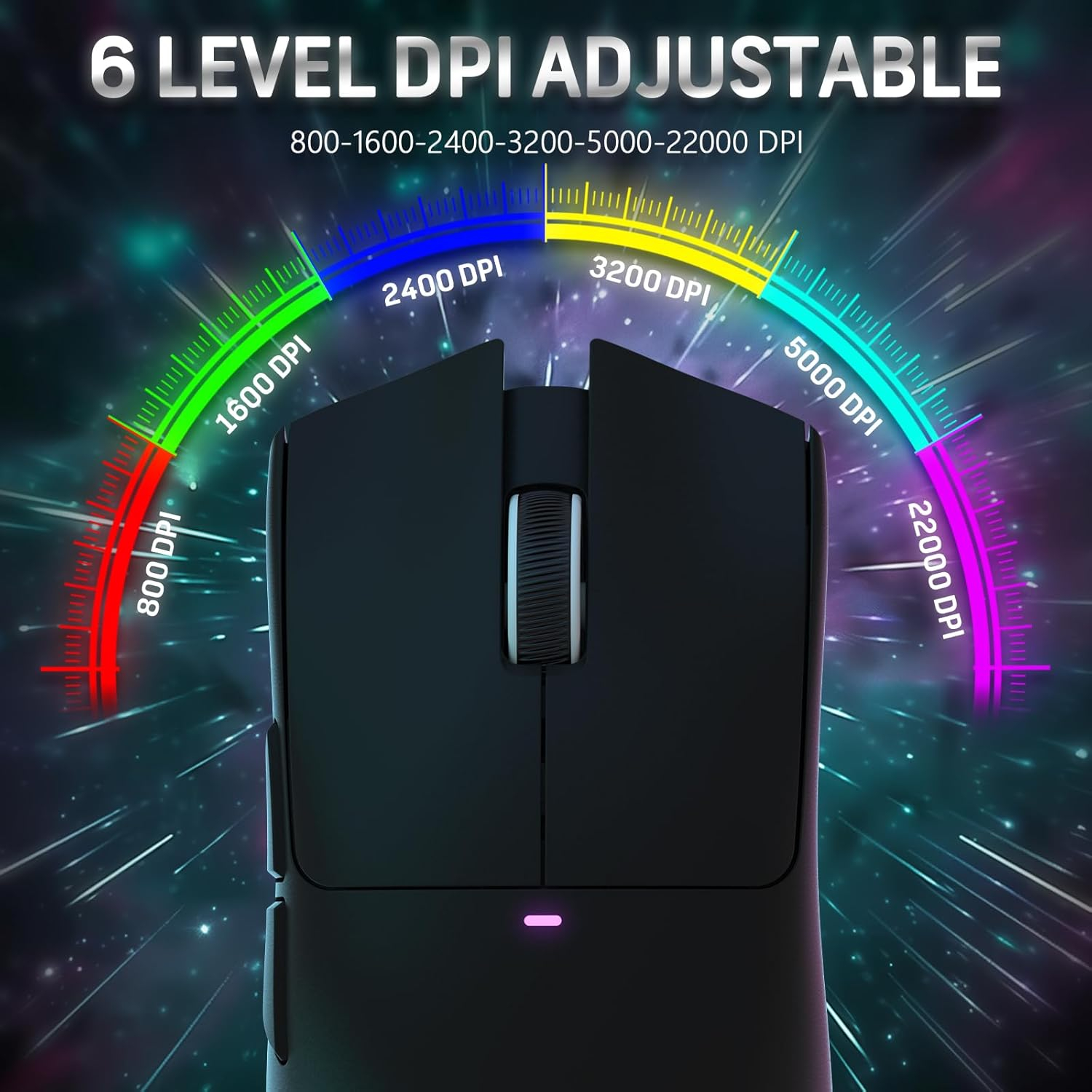 (63g) X11 Ultraleichte 2.4GHz / Bluetooth 5.0 Wireless Gaming Maus mit Akku (300mAh)   Magnetische Ladestation mit RGB - Schwarz