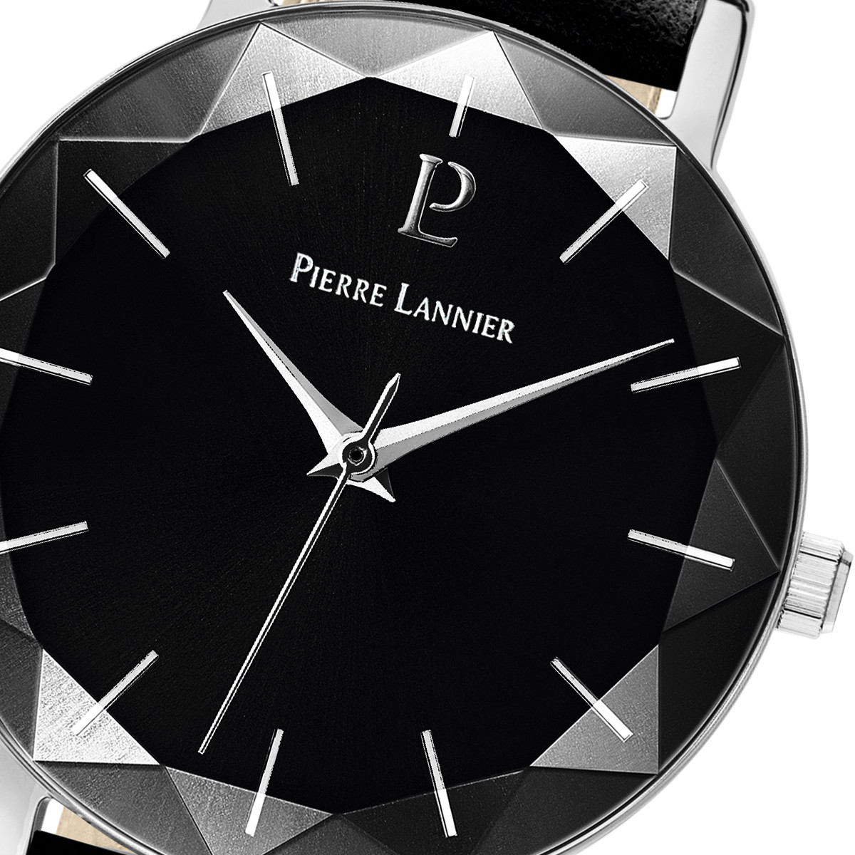 Montre Pierre Lannier femme acier bracelet cuir noir