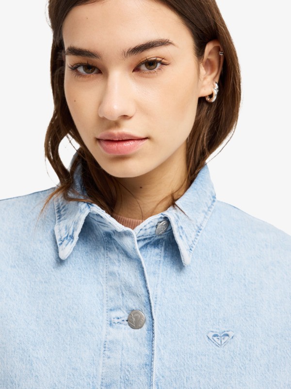 Kick Back Washed Surchemise Bleu Femme