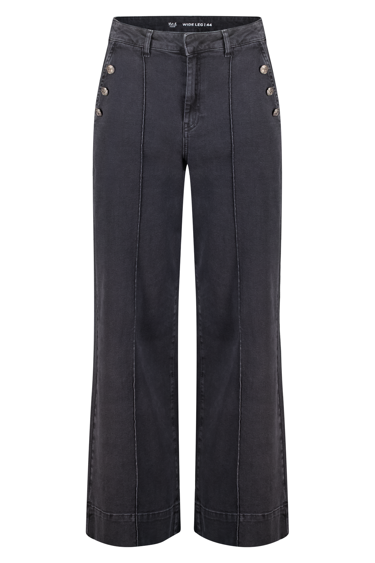 Wide leg jeans met sierknopen Grijs