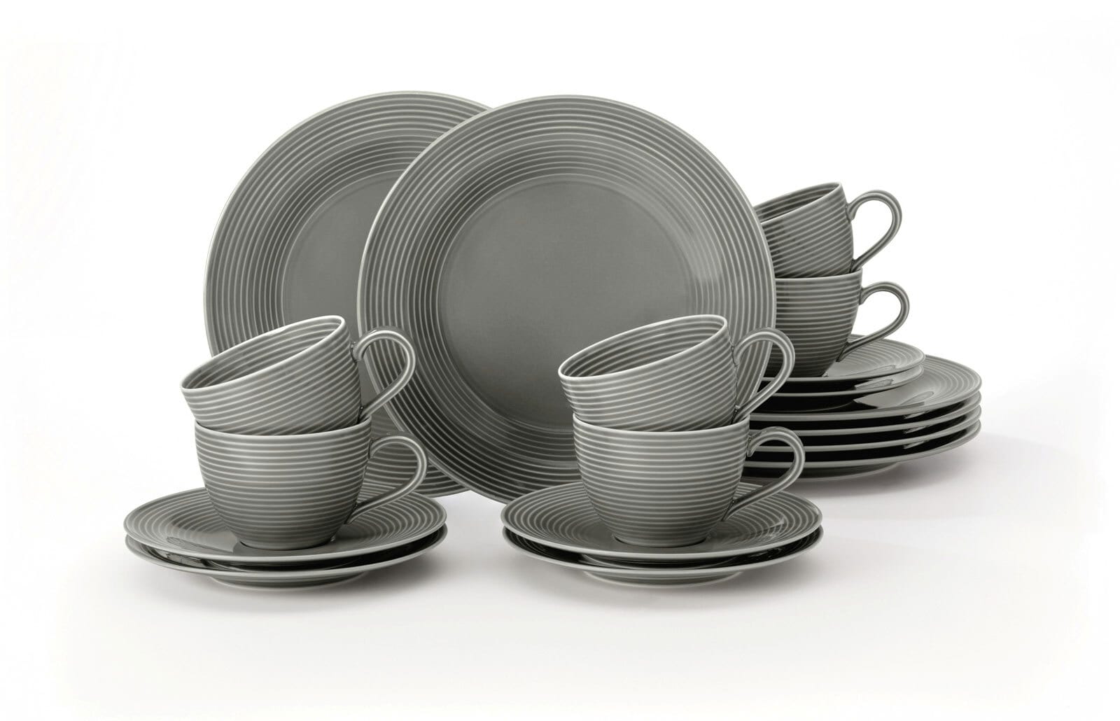 Seltmann Weiden Kaffeeservice BEAT COLOR GLAZE 18-teilig perlgrau