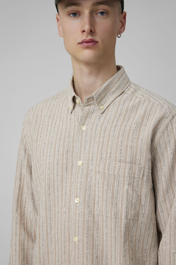 Forét CAMP LINEN SHIRT Khaki stripe