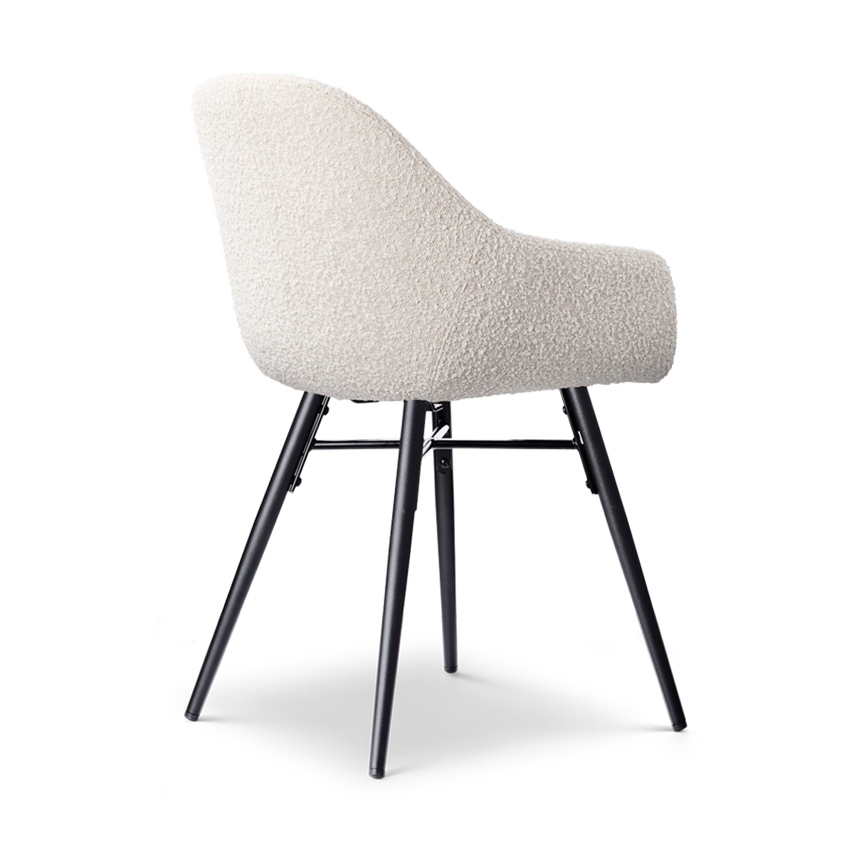 Eetkamerstoel Nena-Mae bouclé beige - zwart onderstel